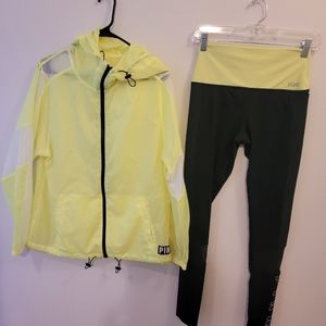 Victoria's Secret PINK Lazer Yellow Anorak and Matching Ultimate Leggings